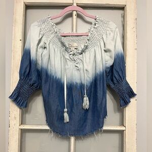 Vintage Havana est 1954 , size S, 100% tencel 3/4 sleeve denim look crop top